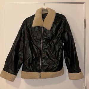 Sherpa lined leather jacket